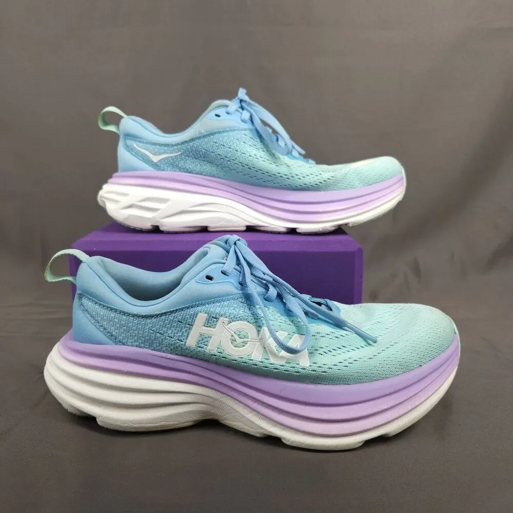 Hoka One One Bondi 8 Shoes Womens 6 D Wide Blue Road Running Athletic Sneakers